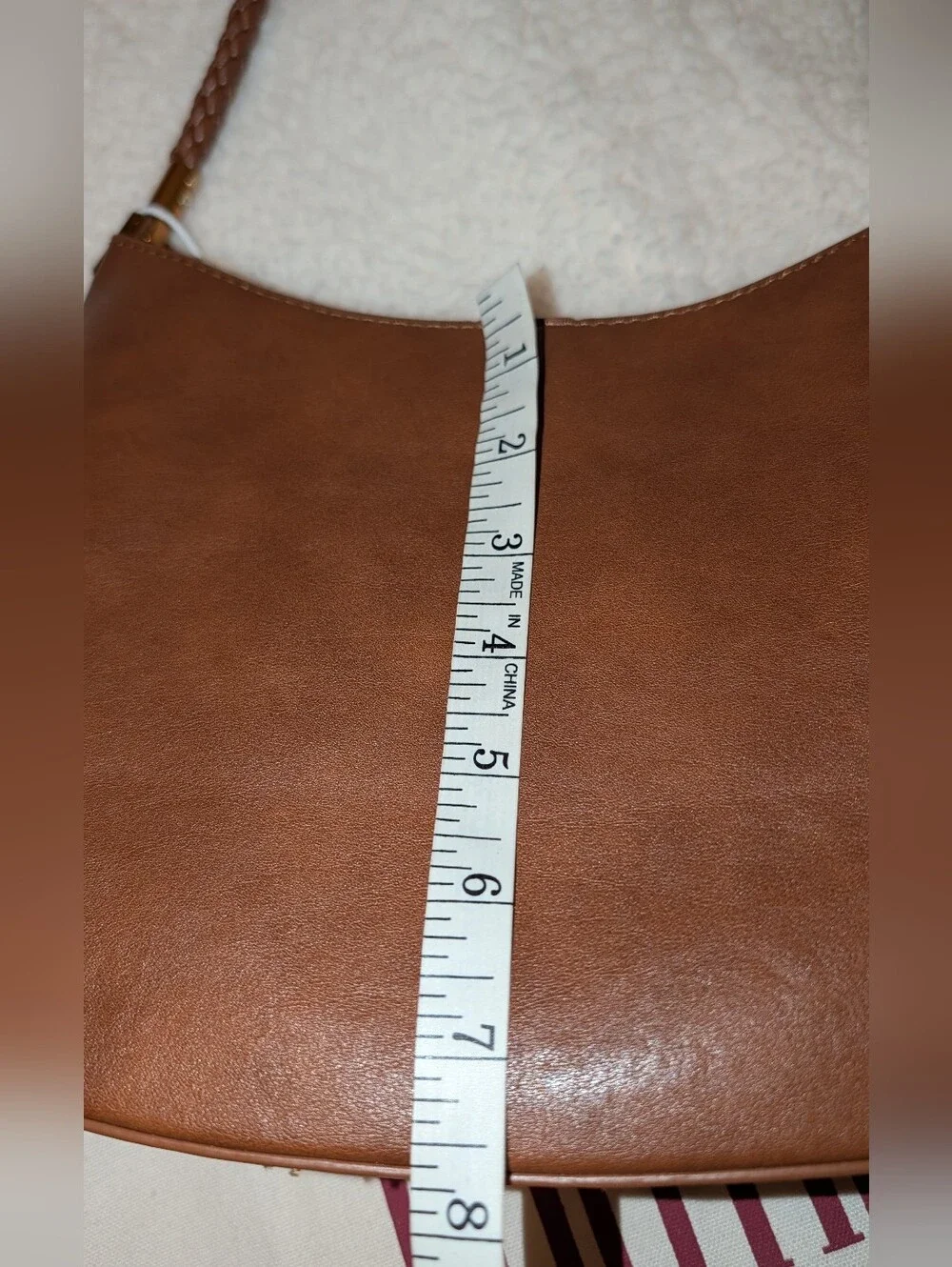 Shoulder Bag With Braided Strap And Bonus Pouch Caramel Brown NWOT